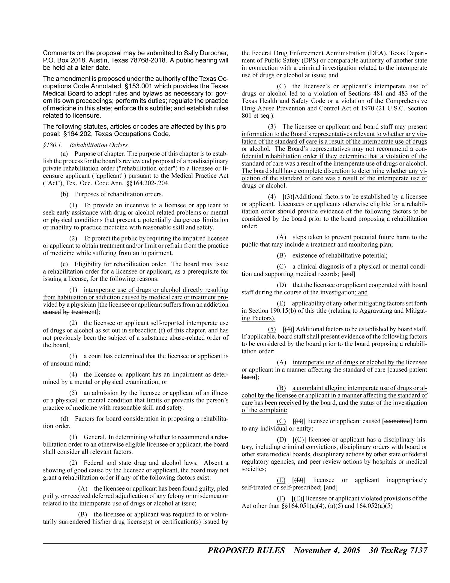 Texas Register, Volume 30, Number 44, Pages 7095-7310, November 4, 2005
                                                
                                                    7137
                                                