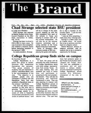 Primary view of object titled 'The Brand (Abilene, Tex.), Vol. 78, No. 20, Ed. 1, Wednesday, March 13, 1991'.