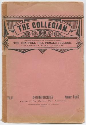 Primary view of object titled 'The Collegian, Volume [3], Number 1-2, September-October [1903]'.
