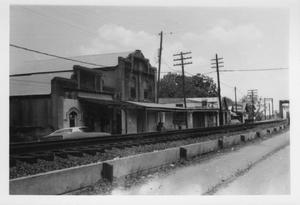 Primary view of object titled '[Businesses built along railroad]'.