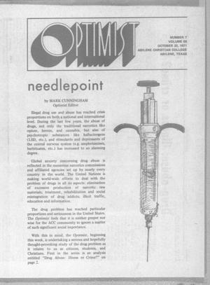 Primary view of object titled 'The Optimist (Abilene, Tex.), Vol. 59, No. 7, Ed. 1, Friday, October 22, 1971'.