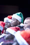 Photograph: [Choir member wearing a green Santa hat]
