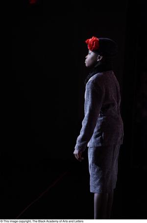 Primary view of object titled '[Young actress performs in Aretha: The Musical]'.
