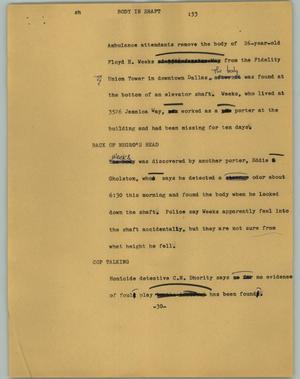 Primary view of object titled '[News Script: Body in shaft]'.