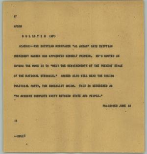 Primary view of object titled '[News Script: Nasser]'.