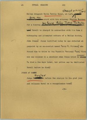 Primary view of object titled '[News Script: Duvall hearing]'.