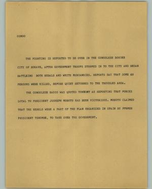 Primary view of object titled '[News Script: Congo]'.