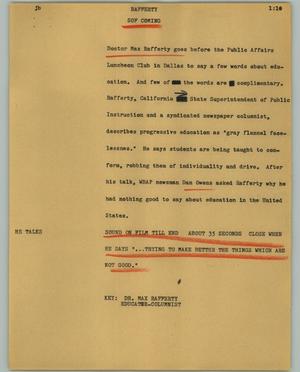 Primary view of object titled '[News Script: Rafferty]'.