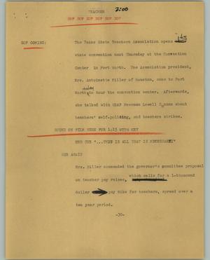 Primary view of object titled '[News Script: Teacher]'.