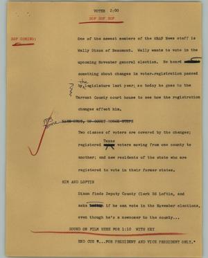 Primary view of object titled '[News Script: Voter]'.