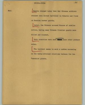 Primary view of object titled '[News Script: Russia-China]'.