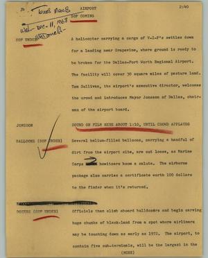Primary view of object titled '[News Script: Airport]'.