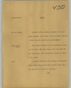 Primary view of object titled '[News Script: F-111]'.