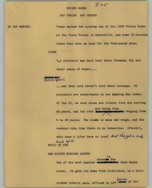 Primary view of object titled '[News Script: Prison Rodeo]'.