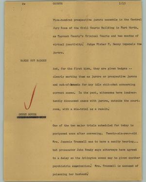 Primary view of object titled '[News Script: Courts]'.