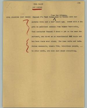 Primary view of object titled '[News Script: Teel Salun]'.