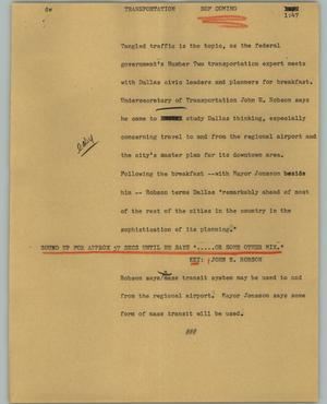Primary view of object titled '[News Script: Transportation]'.