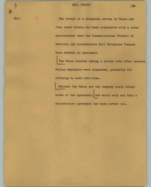 Primary view of object titled '[News Script: Bell strike]'.