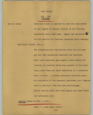 Primary view of object titled '[News Script: Paul Eggers]'.