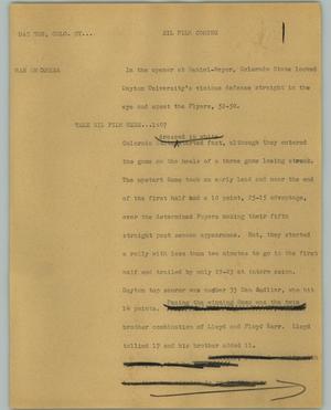 Primary view of object titled '[News Script: Dayton, Colorado State]'.
