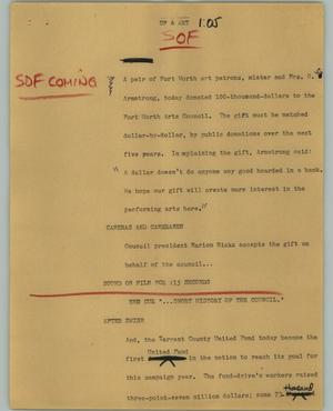 Primary view of object titled '[News Script: UF & Art]'.