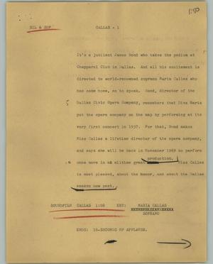 Primary view of object titled '[News Script: Callas]'.