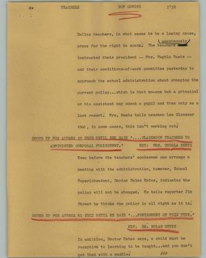 Primary view of object titled '[News Script: Teachers]'.