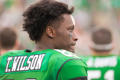 Thumbnail image of item number 1 in: '[Tyler Wilson on the sidelines during UNT Homecoming game]'.