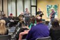 Thumbnail image of item number 1 in: '[Brave Combo performing for small group in Willis Library]'.