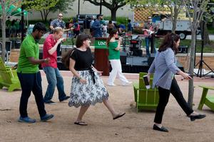Primary view of object titled '[Block Party attendees dancing to musicians]'.