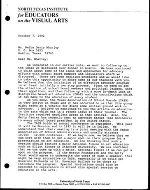Primary view of object titled '[Letter from Jack Davis and Bill McCarter to Melba Davis Whatley, October 7, 1992]'.
