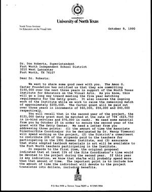 Primary view of object titled '[Letter from Bill McCarter and Jack Davis to Don R. Roberts, October 9, 1990]'.