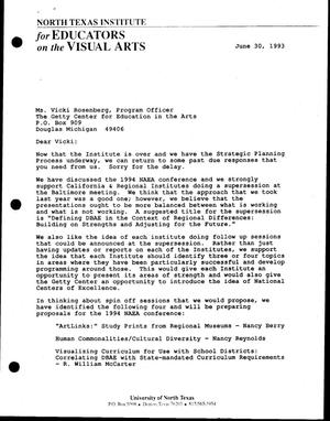 Primary view of object titled '[Letter from Bill McCarter and Jack Davis to Vicki Rosenberg, June 30, 1993]'.