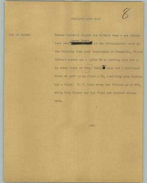 Primary view of object titled '[News Script: Monsanto Open Golf]'.