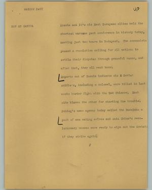 Primary view of object titled '[News Script: Warsaw pact]'.