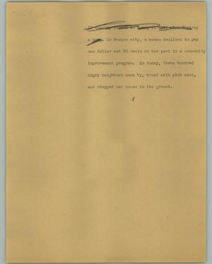 Primary view of object titled '[News Script: House chopped]'.