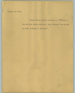 Primary view of object titled '[News Script: Thought for Today]'.