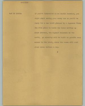 Primary view of object titled '[News Script: Vacation]'.