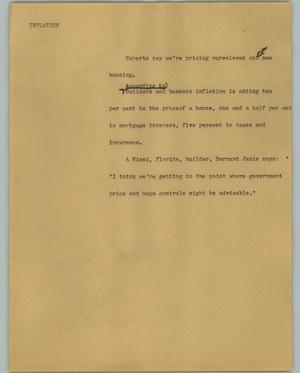 Primary view of object titled '[News Script: Inflation]'.