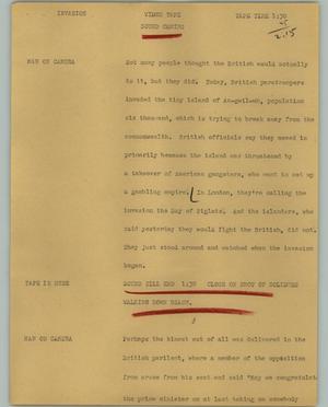 Primary view of object titled '[News Script: Invasion]'.