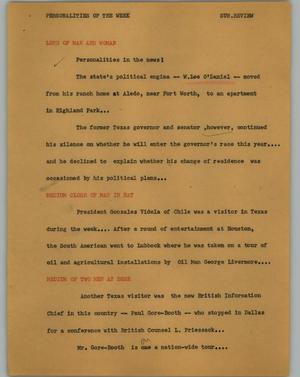 Primary view of object titled '[News Script: Personalities of the Week]'.