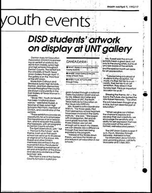 Primary view of object titled 'DISD students' artwork on display at UNT gallery'.