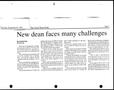Clipping: New dean faces many challenges