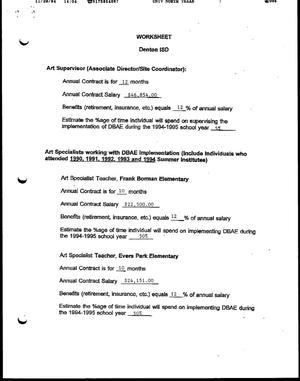 Primary view of object titled 'Denton ISD Worksheet, November 29, 1994'.