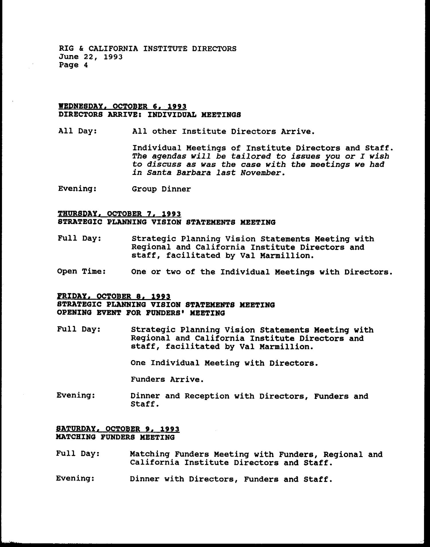 RE: October 1993 Meetings: For Your Calendars Page 4 of 5 The