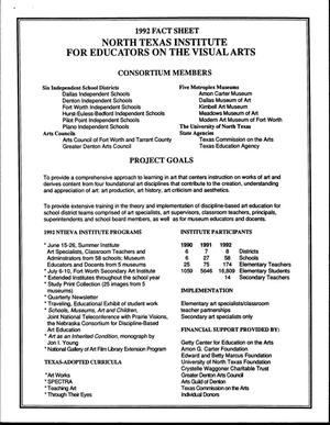 Primary view of object titled '1992 Fact Sheet, North Texas Institute for Educators on the Visual Arts'.