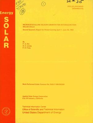 Primary view of object titled 'Microcrystalline silicon growth for heterojunction solar cells. Second quarterly report, 1 April 1983-30 June 1983'.