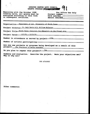 Primary view of object titled '[Greater Denton evaluation filled out by NTIEVA, 1991]'.