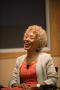Photograph: [Margo Jefferson laughing during keynote presentation]