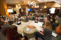 Primary view of [High Schoolers and workshop directors sitting in lobby]